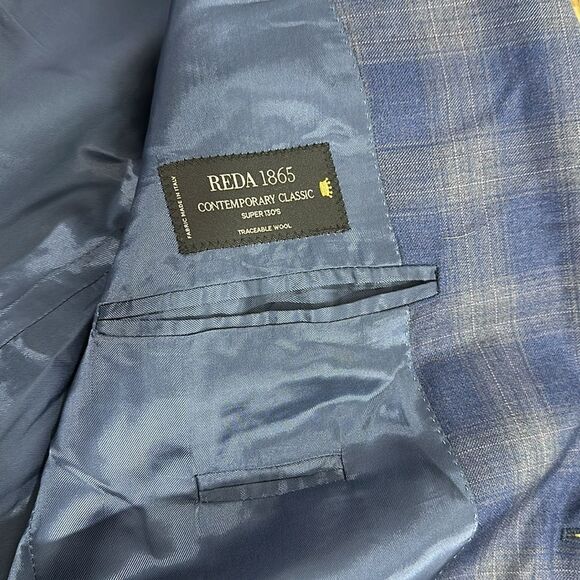 Reda 1865 Contemporary Classic Men's Blue Plaid Blazer Size 40 - Picture 11 of 14